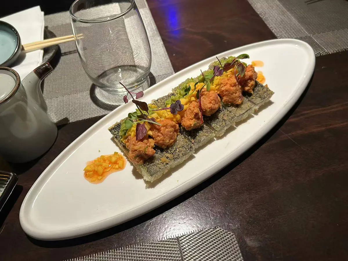 Crispy rice bites topped with spicy tuna at Sushi Empire, a Japanese Restaurant in New Haven